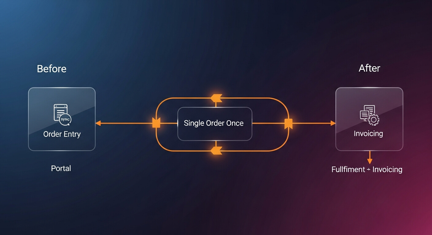 How a wholesale distributor retired a crashing order system for one synced portal — anonymized visual proof