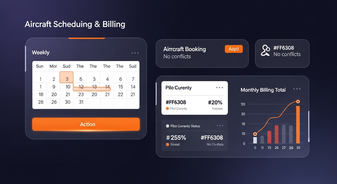How a flight club replaced spreadsheets with one scheduling, currency & billing system — anonymized visual proof
